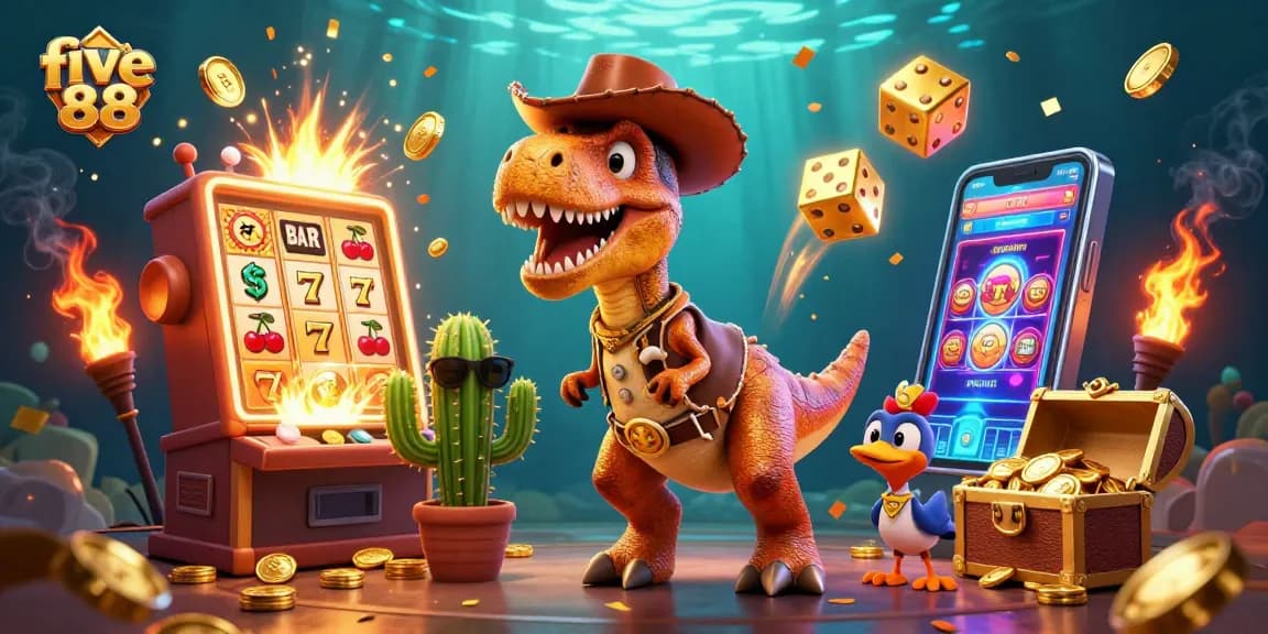 Experience thrilling wins with five 88’s exciting slot machines and vibrant gaming atmosphere.