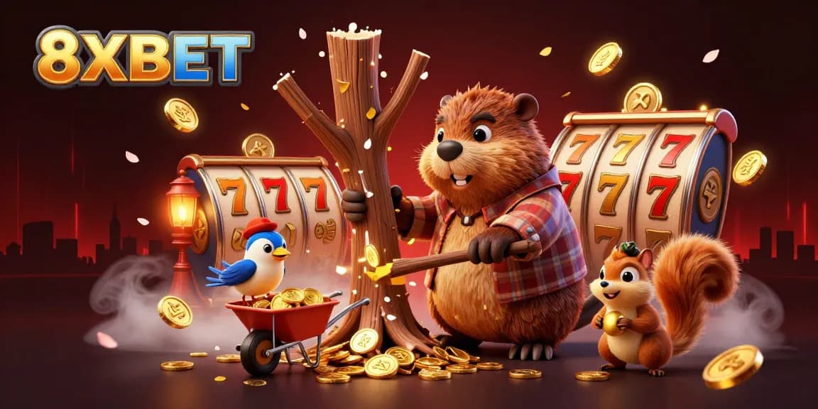 Experience the thrill of winning with 8XBET's immersive slots scene featuring golden coins and vibrant action.