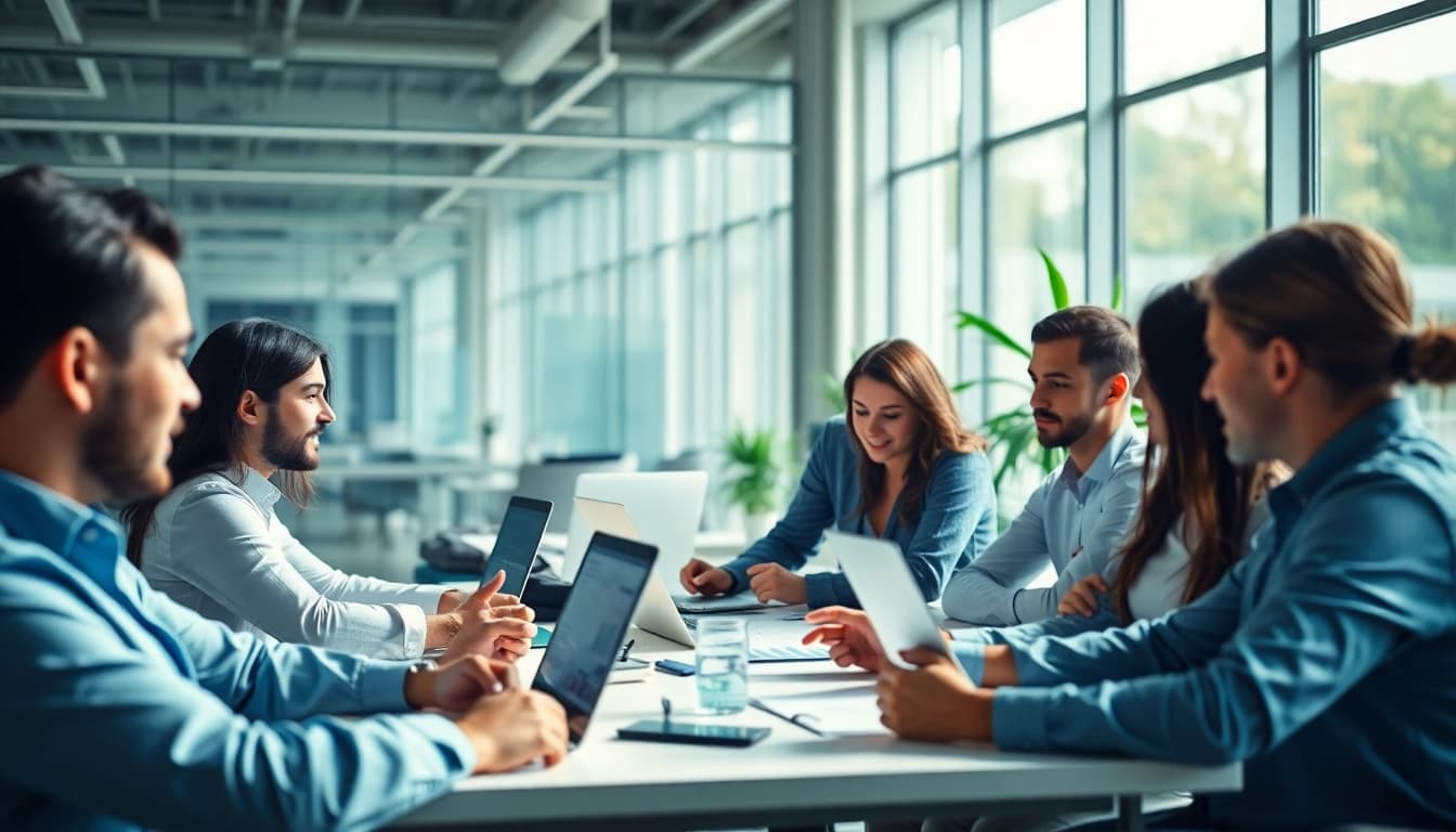 Digital marketing agency Melbourne team collaborating in a modern office space.