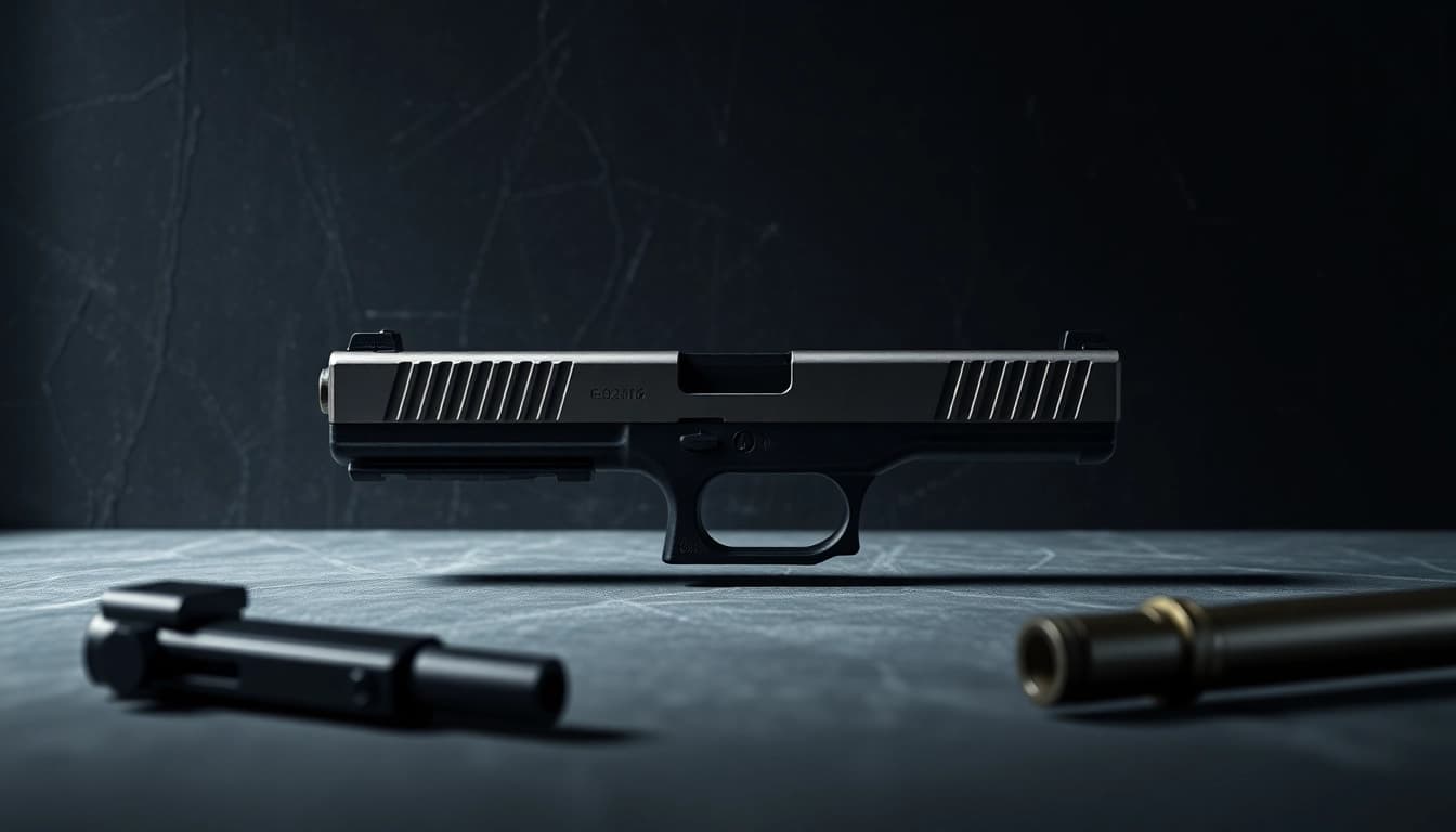 Glock 19 Gen 3 slide highlighting its precision features and accessories for optimal performance.