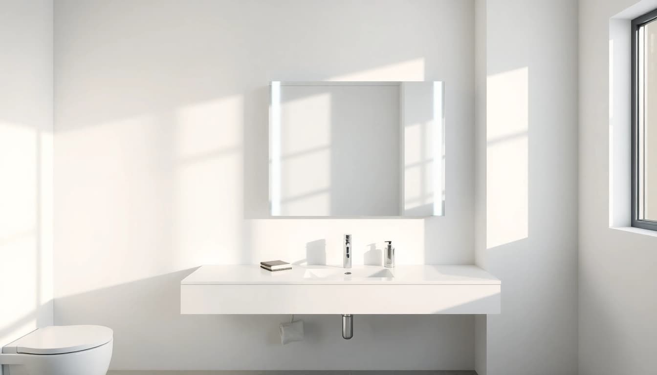 Spiegelschrank Bad in einem modernen Badezimmer mit eleganter Ausstattung.