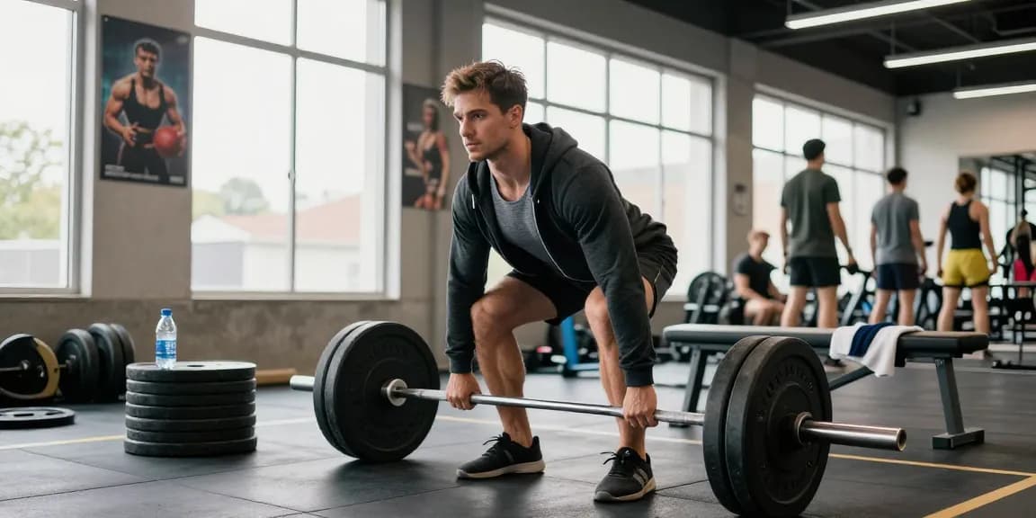 Mens gym wear highlighted during an intense workout session in a bright fitness studio, showcasing stylish and performance-driven gear.