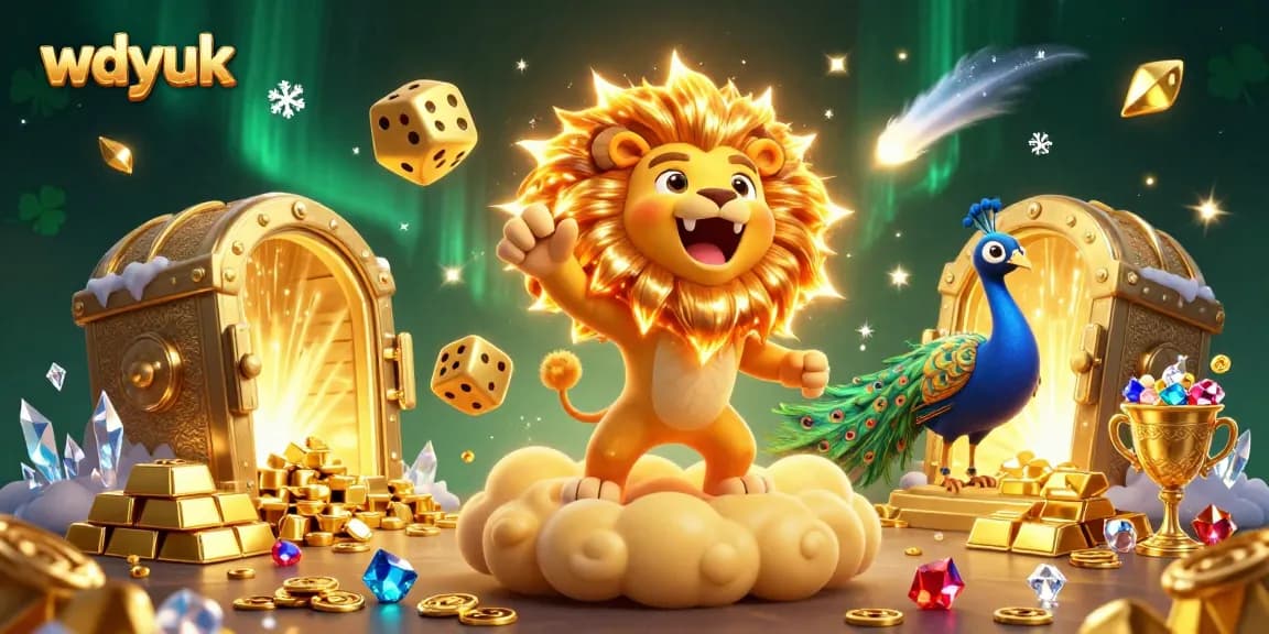 Experience the excitement of wdyuk with golden dice and premium casino elements on display.