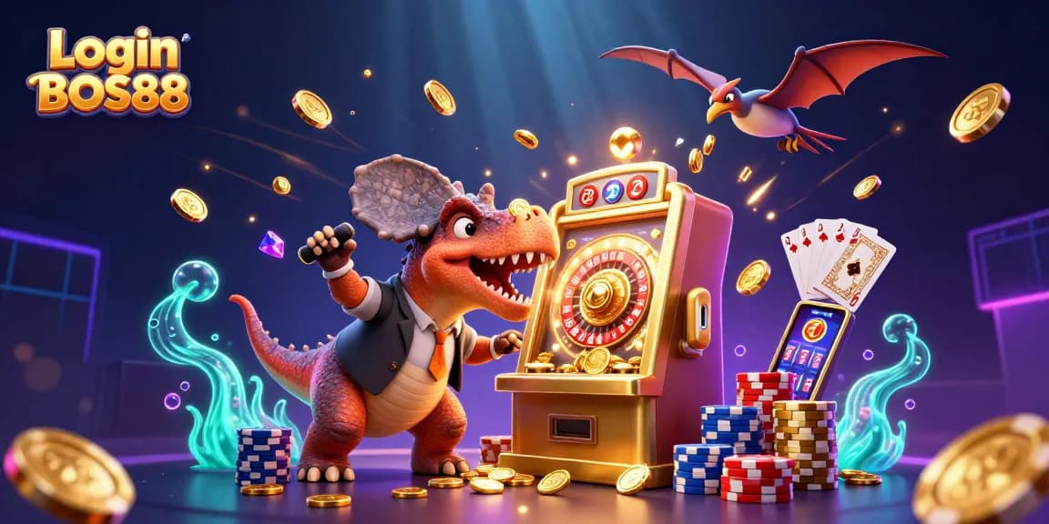 Menang besar dengan Login BOS88 sambil melihat dinosaurus beraksi dan jackpot slot online.
