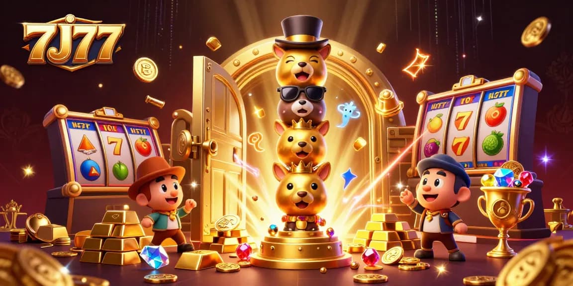 Experience the thrill of 7J77 with this vibrant casino artwork showcasing dynamic elements and rich details.