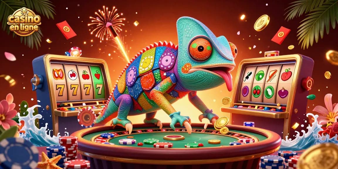 Profitez du casino en ligne avec le propriétaire caméléon et des éléments de jeux vibrants.