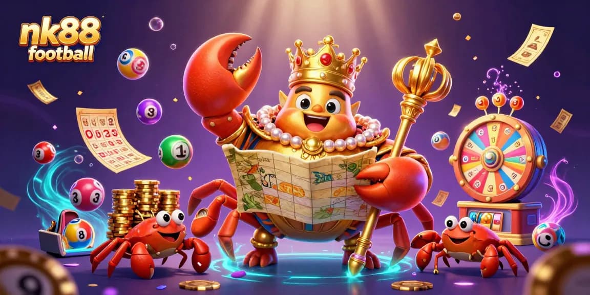 Experience thrilling gameplay on nk88 football with colorful balls, crab emperor, and vibrant casino elements.