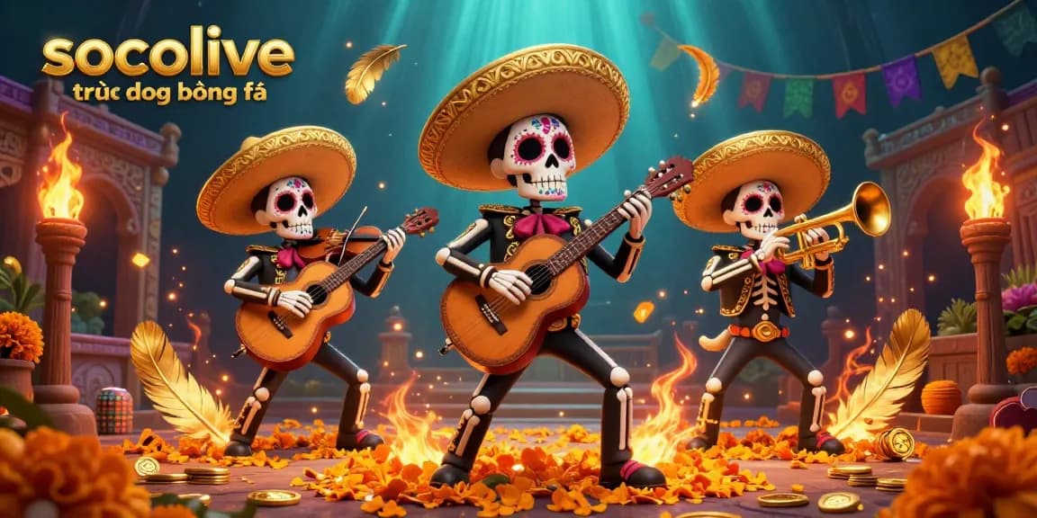Socolive trực tiếp bóng đá experience with vibrant mariachi band illustration in a dynamic betting arena.