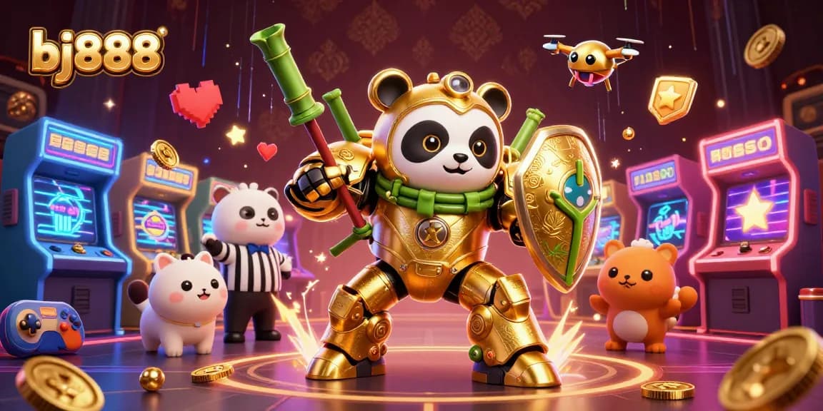 Engage in exciting gameplay at bj888 with 3D cartoon characters in a dynamic casino arena.