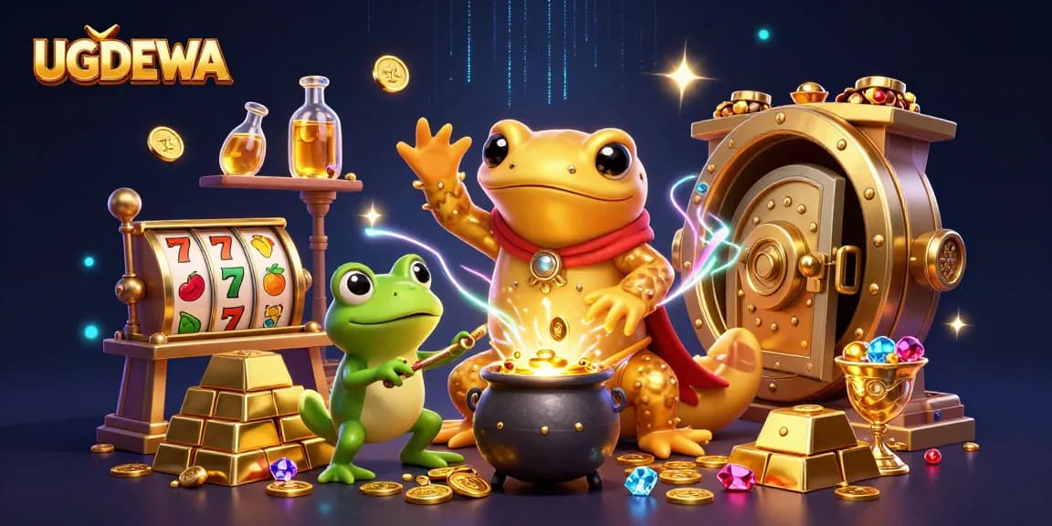 Engage with UGDEWA's thrilling slot experience, featuring dynamic golden characters transmuting wealth into chance.