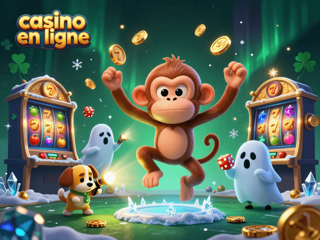 Profitez d'une scène dynamique de casino en ligne avec des personnages jonglant avec des objets d'or dans une atmosphère envoûtante.