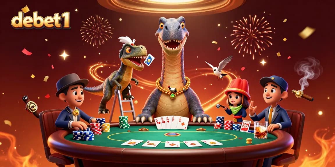 Join the poker action with debet1's engaging characters and vibrant casino scene.