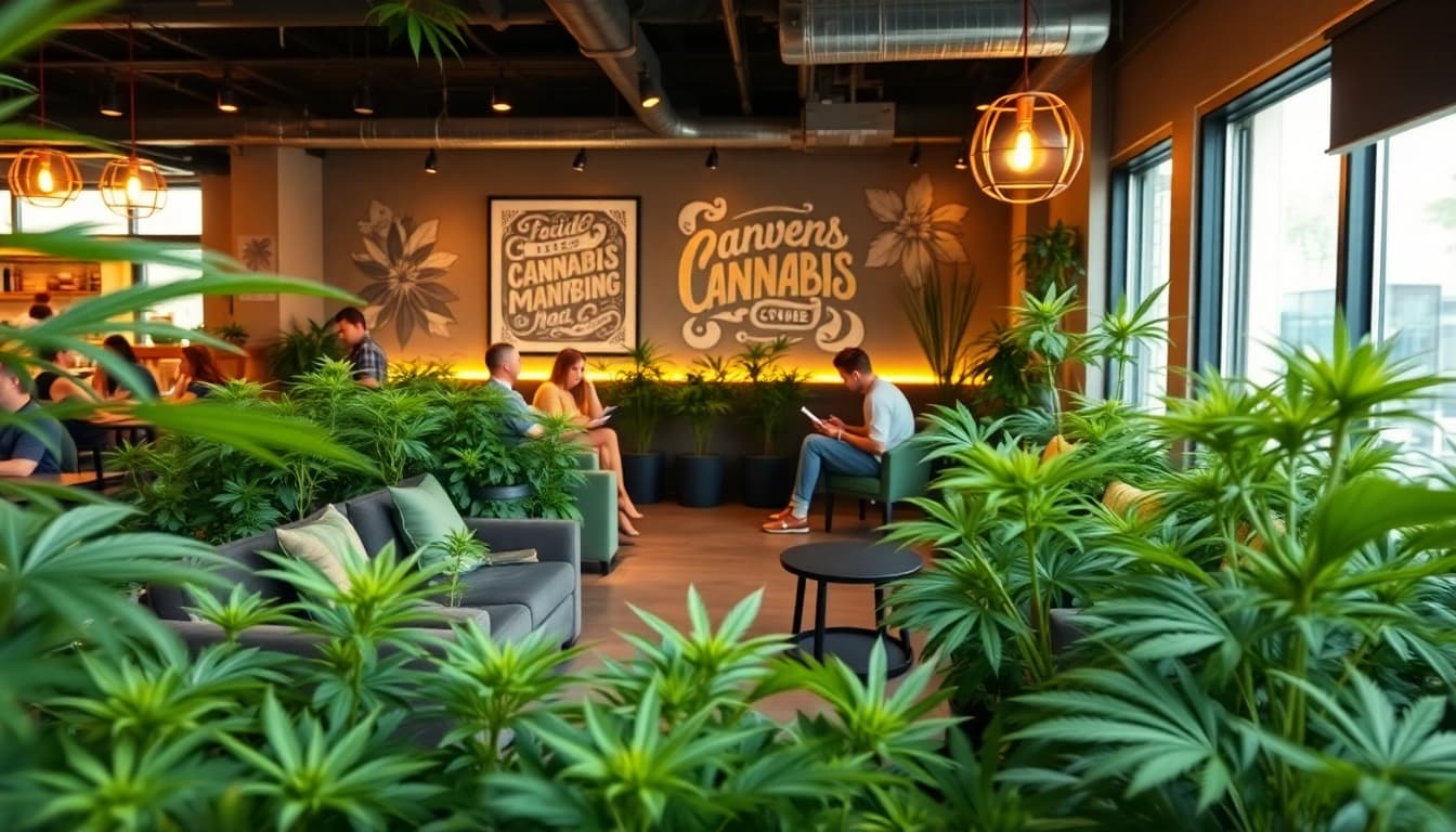 Genießen Sie die Atmosphäre im cannabis club hamburg mit gemütlichen Sitzbereichen und Grünpflanzen.