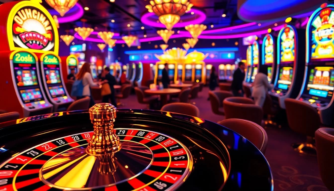 Menyaksikan keseruan permainan bbtn4d di kasino dengan roulette dan mesin slot yang beragam.