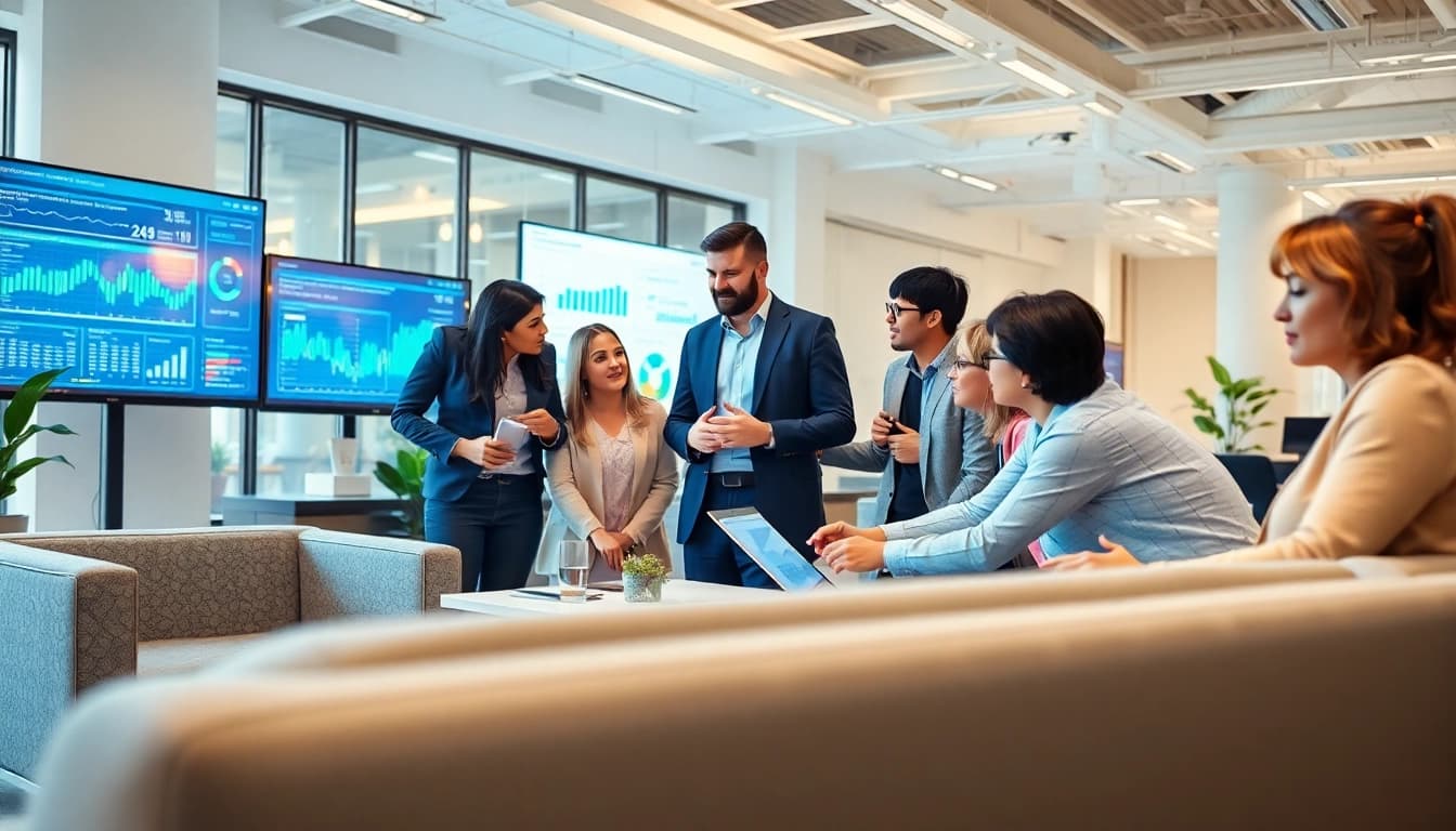 Engaged professionals collaborating at https://developmentmi.com/ in a modern office.