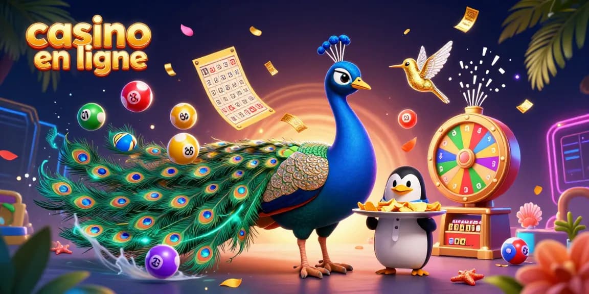Jouer au casino en ligne avec un paon aristocratique, un pingouin majordome et une ambiance animée.