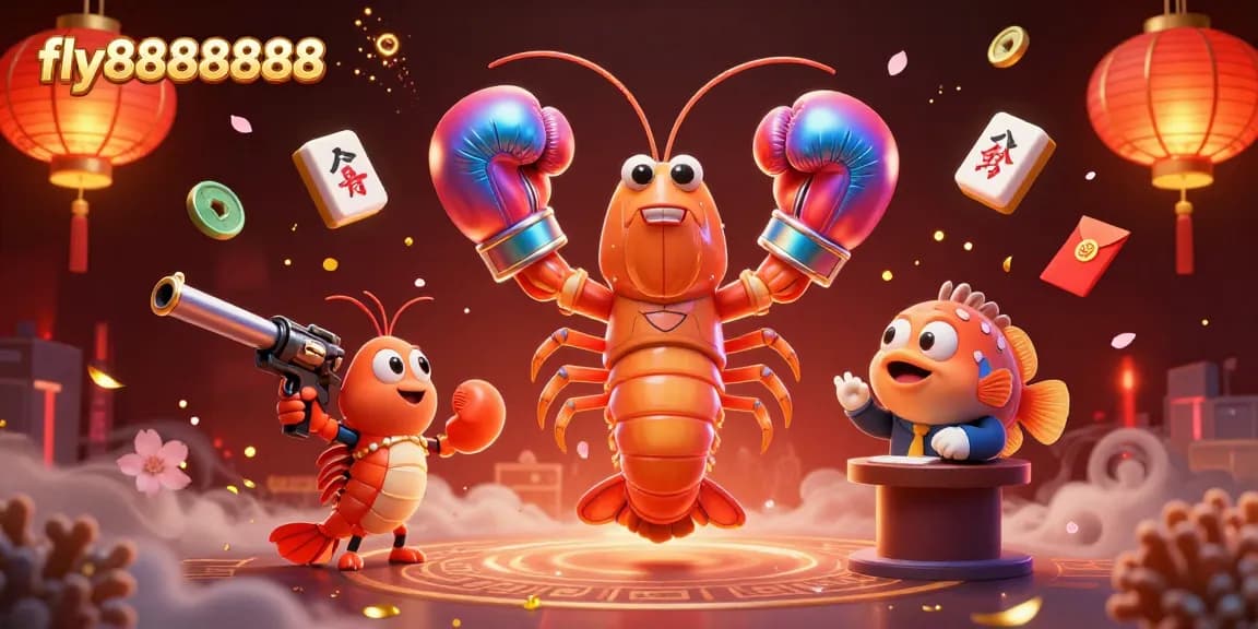 Experience thrilling wins at fly88888888 with vibrant casino-themed illustration and characters.