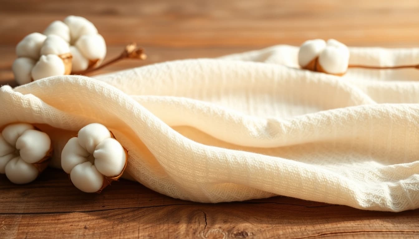 Voel de natuurlijke textuur van ongebleekt katoen met een warme uitstraling.