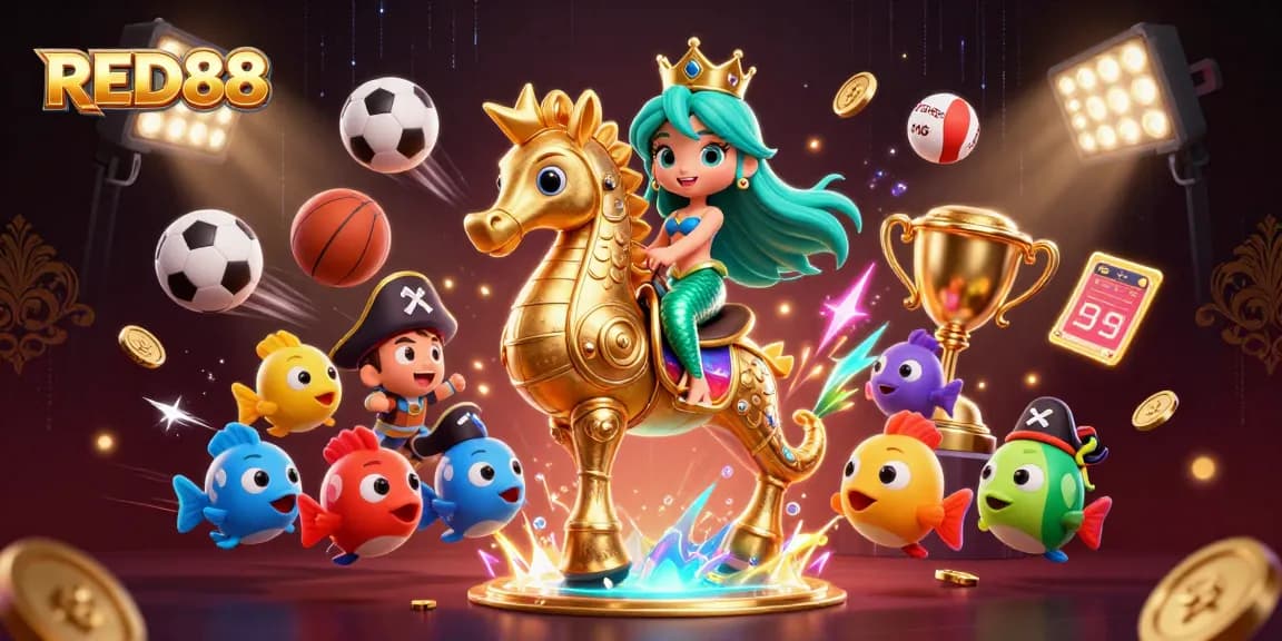 Experience RED88's thrilling action with the mermaid princess winning on a giant seahorse!