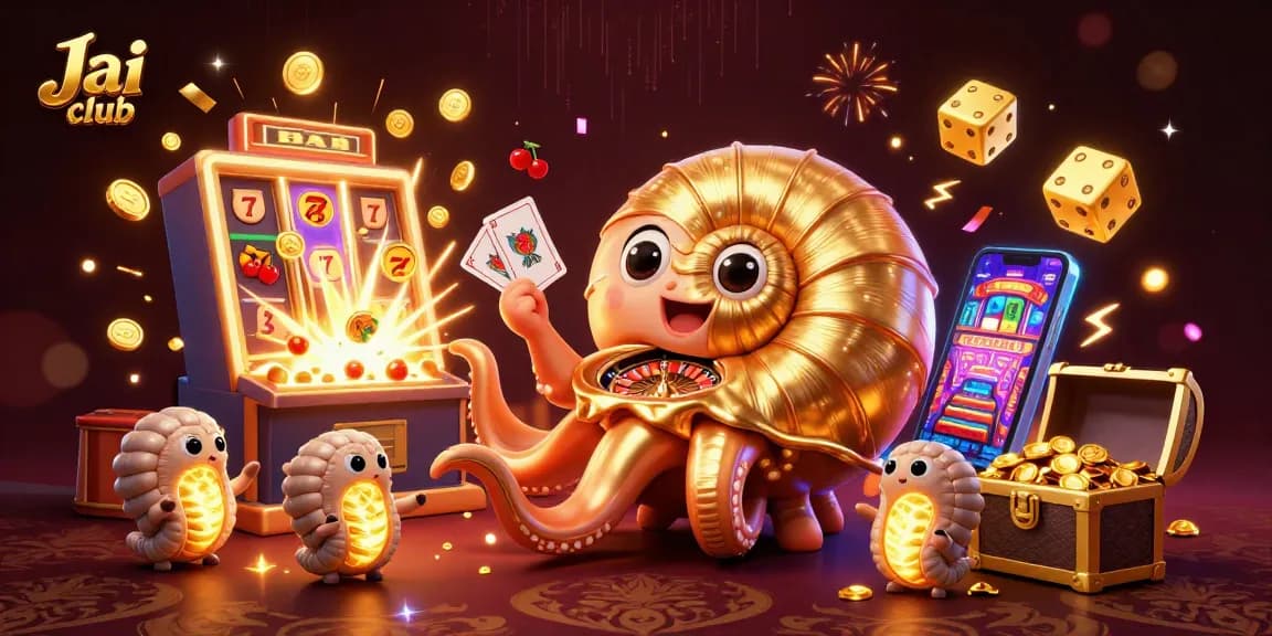 Engage with Jai club's thrilling 3D casino scene featuring monsters, slots, and lavish rewards.