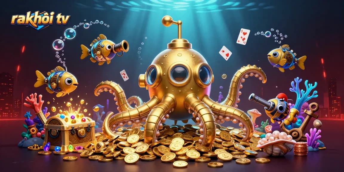 Join ra khơi tv as the golden kraken submarine connects sea treasures and gambling excitement.
