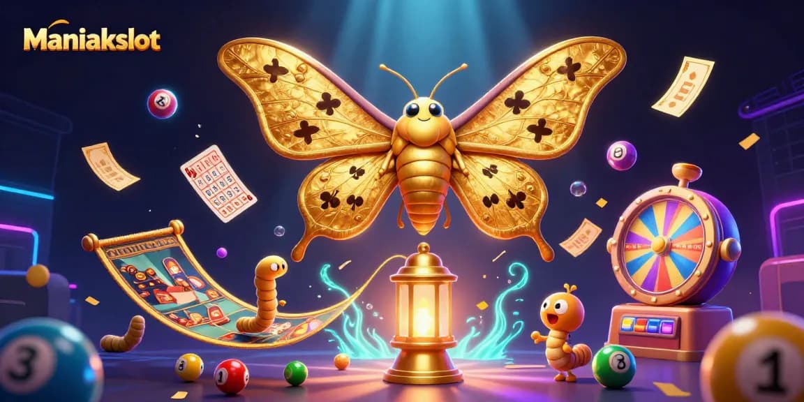 Experience the thrill of winning with Maniakslot's colorful casino elements and vibrant gaming atmosphere.