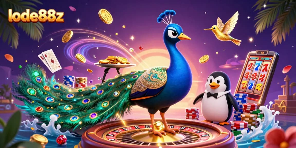 Experience exciting gameplay at lode88z with vibrant cartoon characters and casino elements.
