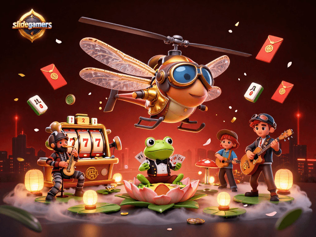 slidegamers showcases an exciting scene with animated characters in a vibrant casino setting.