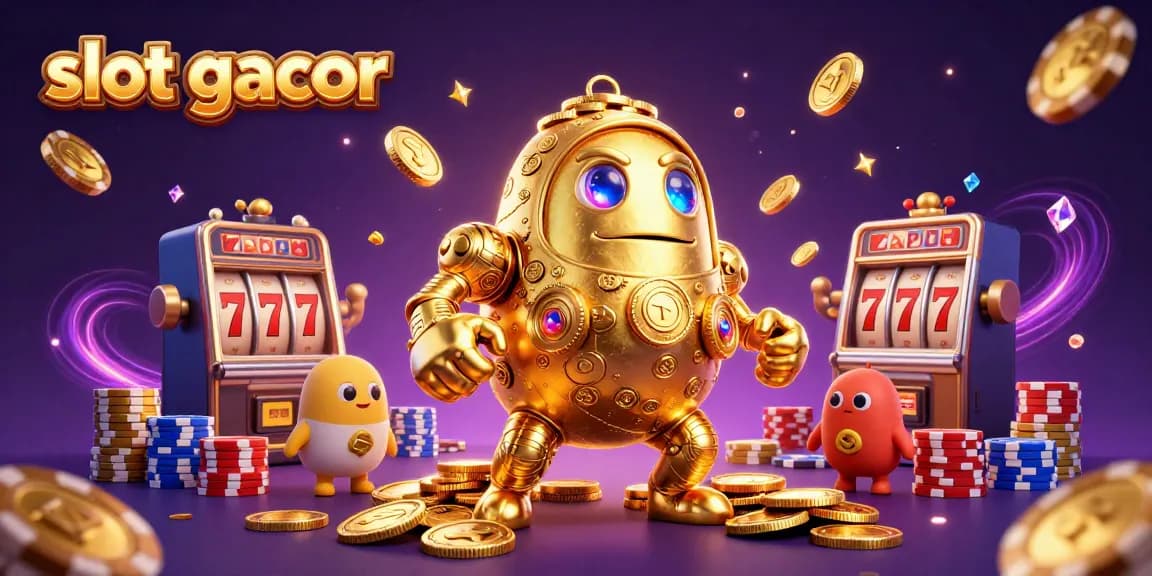 Spin the slot gacor reels with vibrant casino elements and a golden golem, exciting game dynamics.