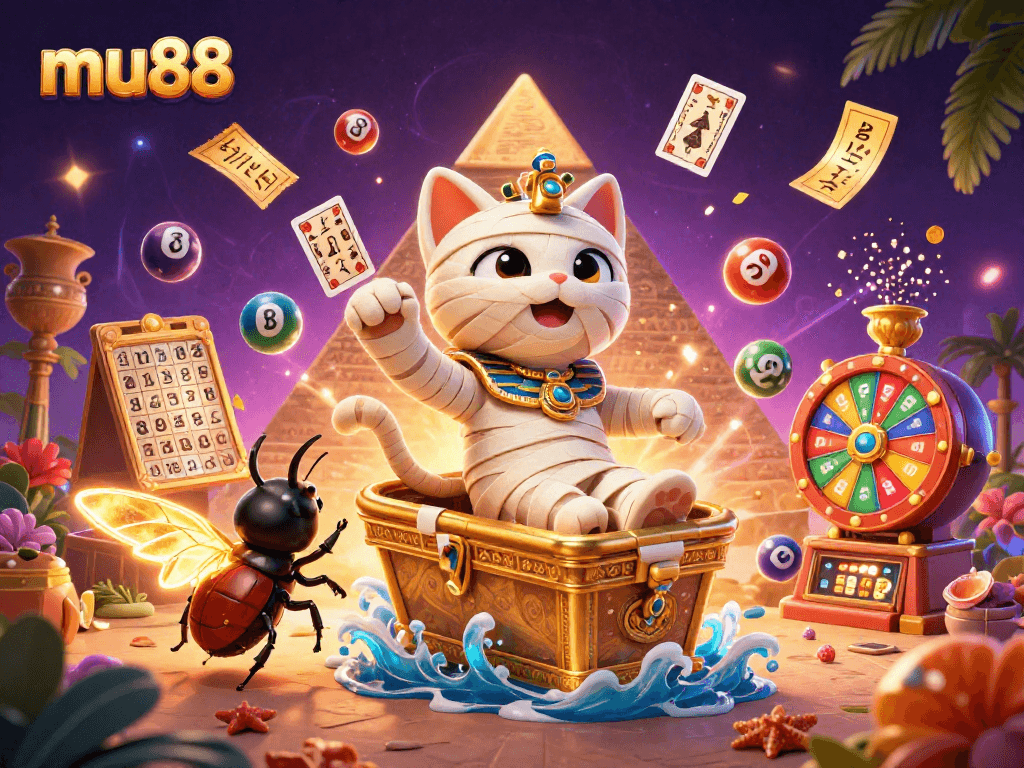 Experience exciting gameplay with mu88 as the Egyptian mummy cat and companions embark on thrilling adventures.