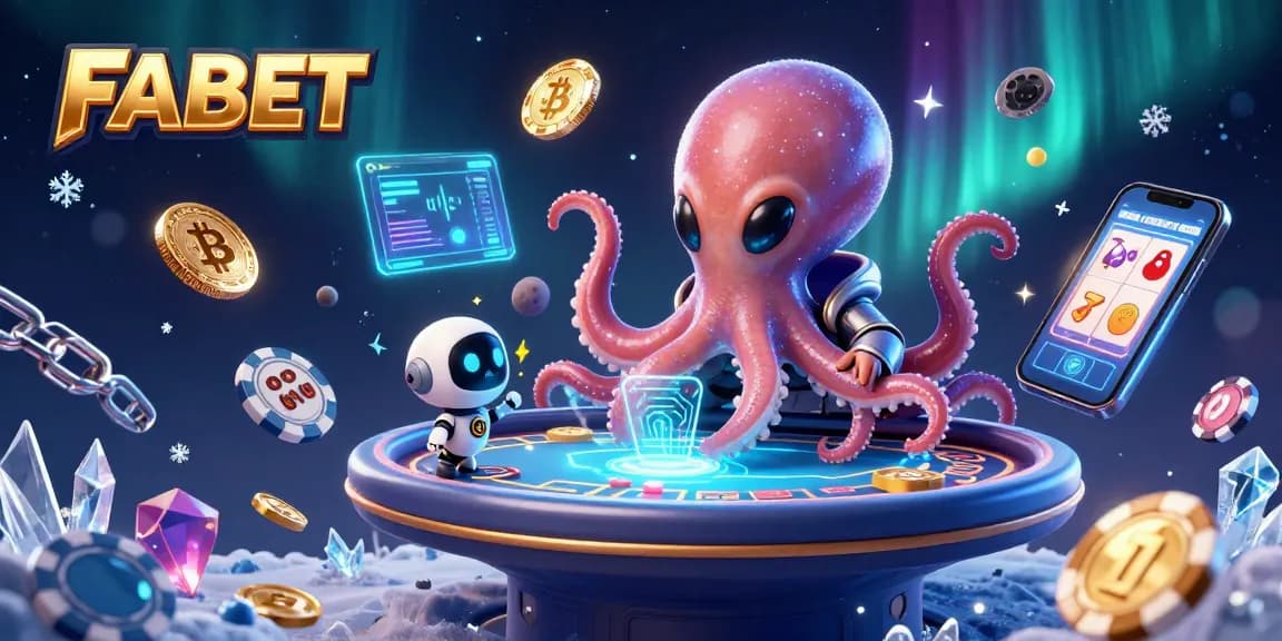 Join the excitement of FA BET with a vibrant 3D scene featuring aliens, poker, and crypto elements.