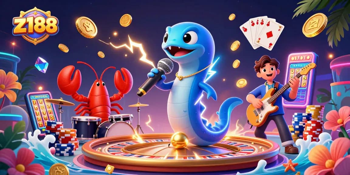 Experience thrilling gameplay at z188 with an electric DJ eel and friends in an underwater casino.