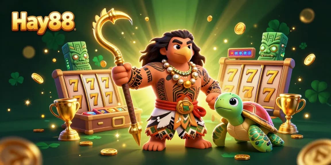 Spin to win at Hay88 with dynamic slot reels and vibrant characters in a captivating casino scene.