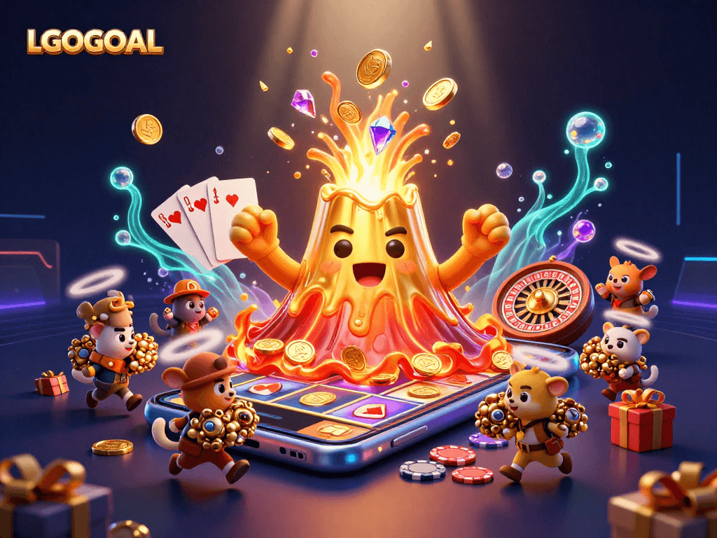 Experience thrilling wins at LGOGOAL with a vibrant scene of treasure and gaming excitement.