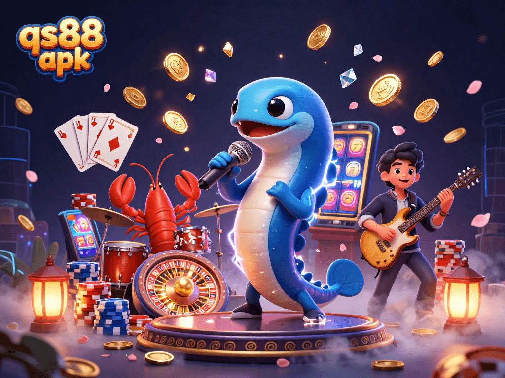 Experience the thrilling qs88 apk action with a DJ electric eel and underwater casino characters.
