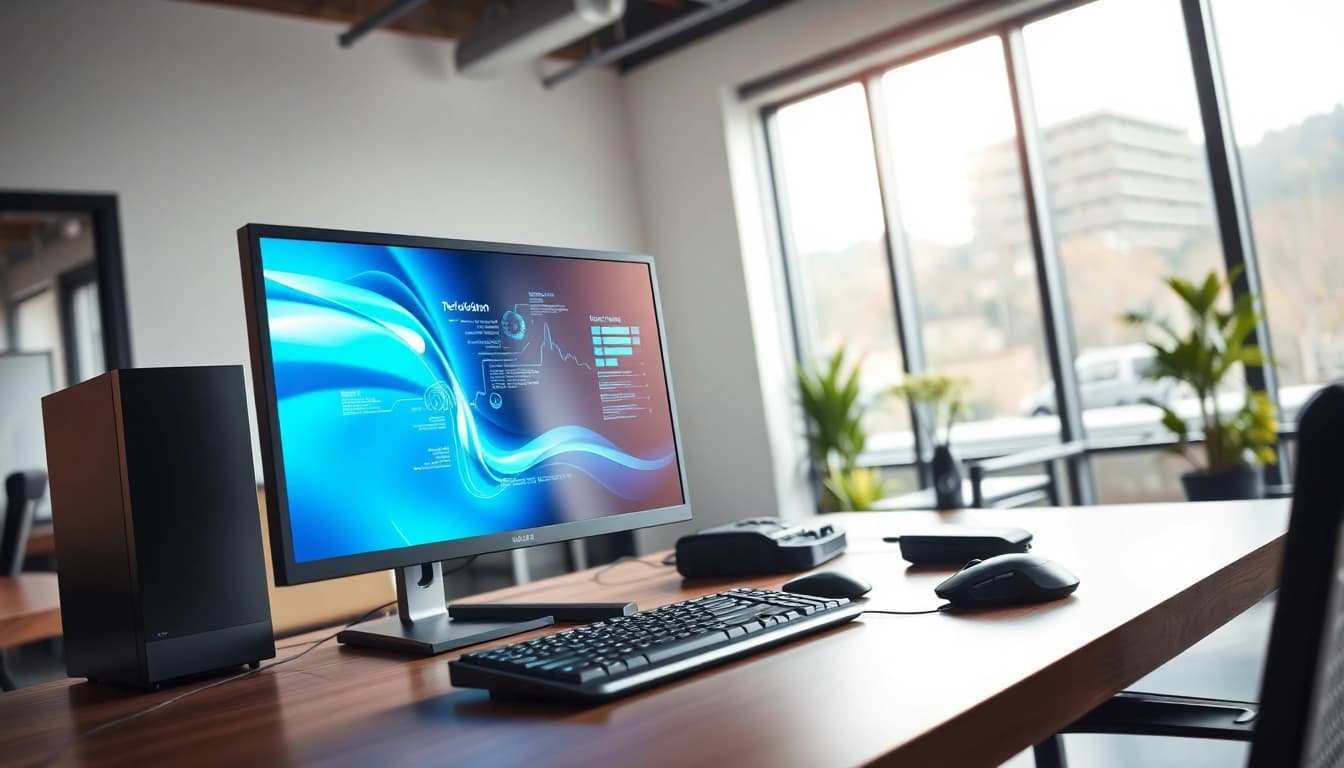 Κατασκευή refurbished pc με κομψό σχεδιασμό και φυσικό φωτισμό για σύγχρονα γραφεία.