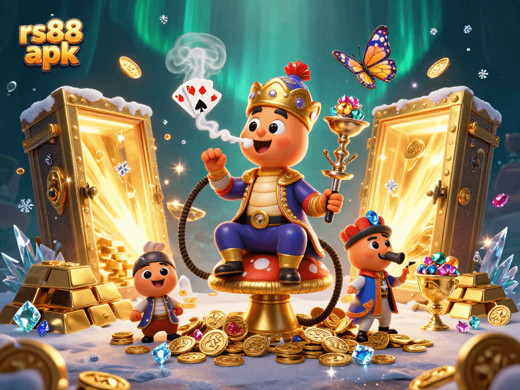 Explore thrilling gameplay with rs88 apk in this vibrant casino adventure illustration.
