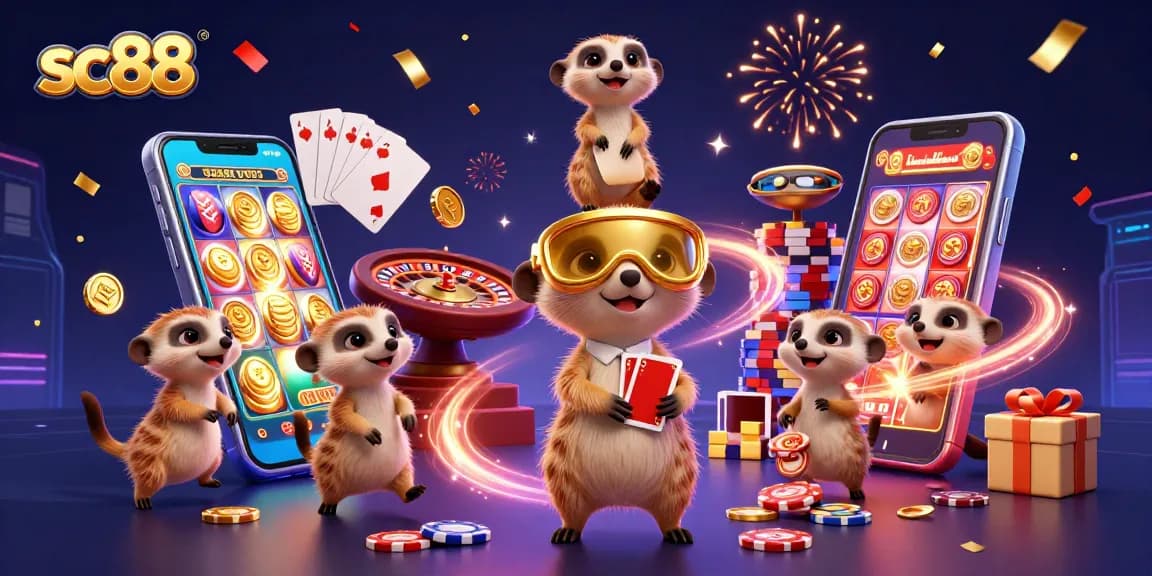 Meerkats operate a vibrant casino, showcasing sc88 gaming excitement with engaging slot games.