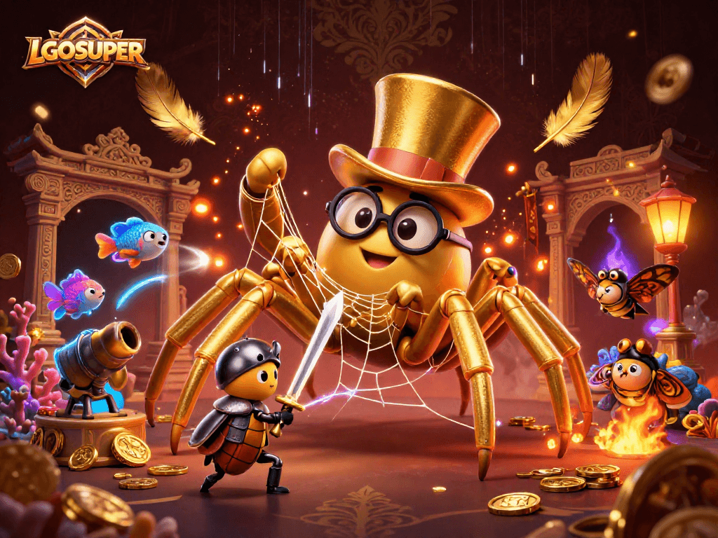 Engage with LGOSUPER's thrilling fish shooting game featuring vibrant characters and action-packed visuals.