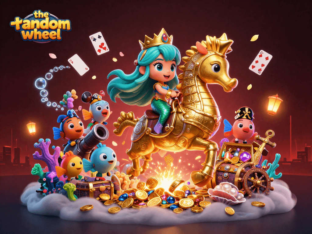 Experience thrilling gameplay at the-random-wheel with our vibrant underwater casino illustration, featuring epic oceanic elements.