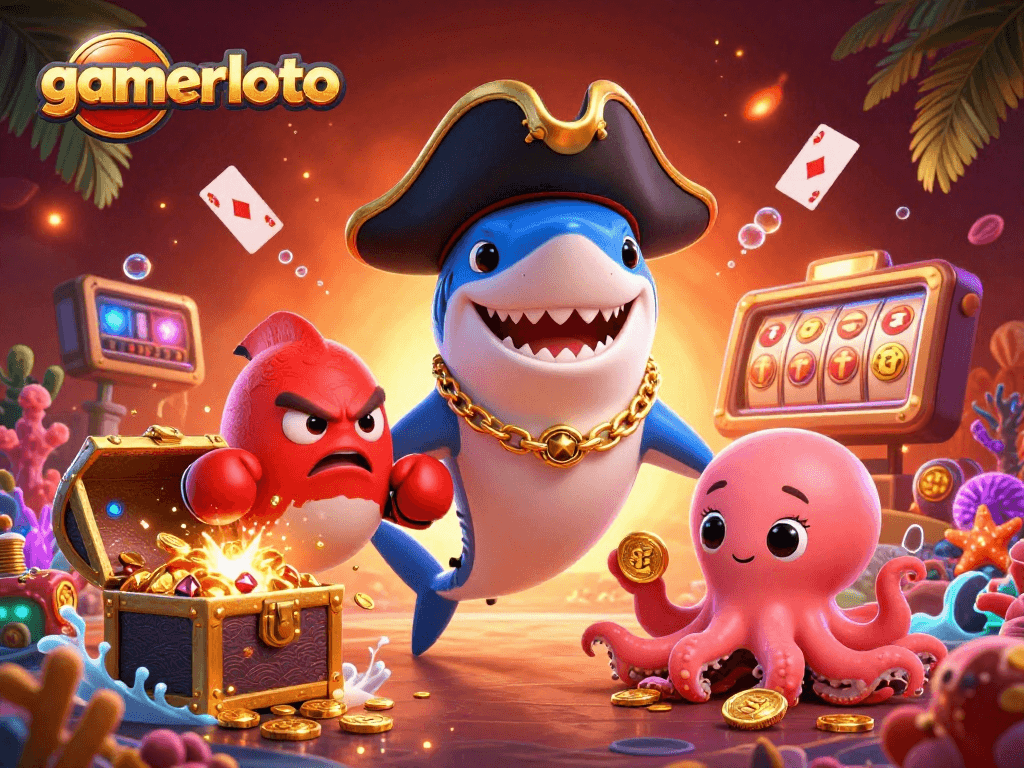 Engage in thrilling casino adventures with gamerloto, featuring animated characters and dynamic game elements.