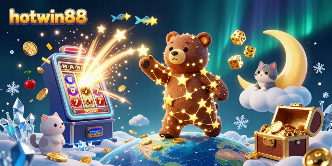 Experience hotwin88 with vibrant slot machine actions and enchanting 3D characters in an exciting scene.