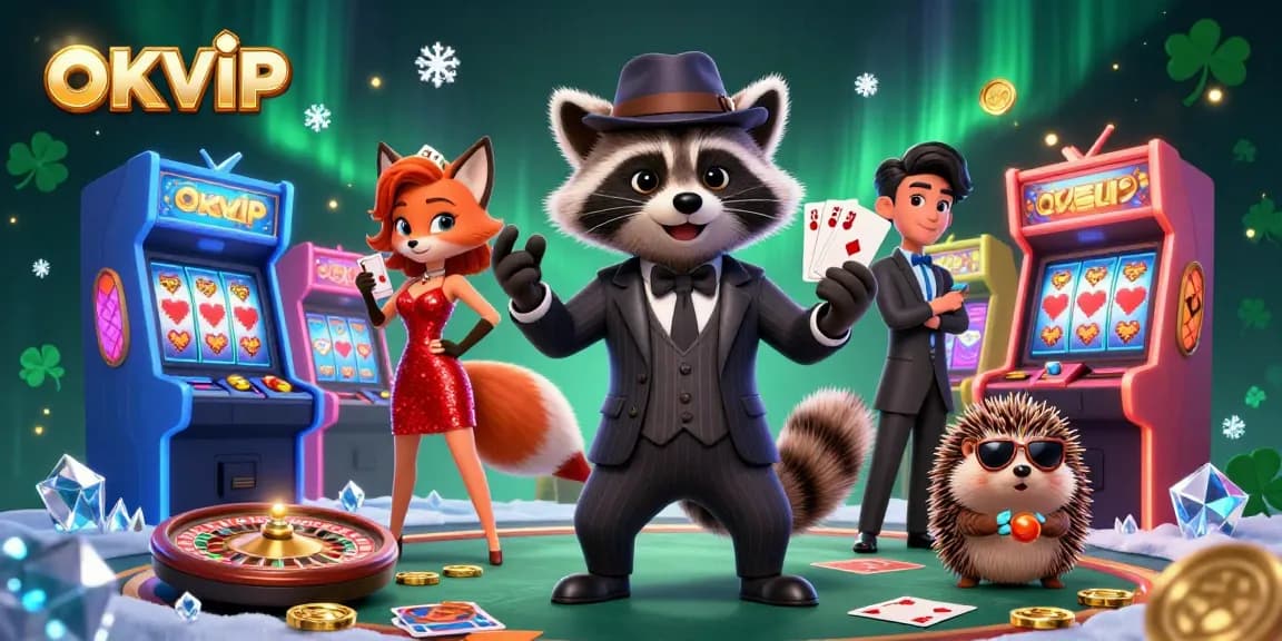 Engage with OKVIP's thrilling casino experience featuring vibrant characters and exciting gaming elements.