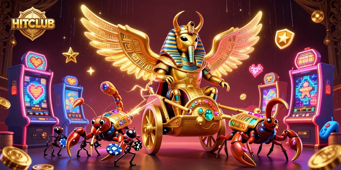 Players immerse in HITCLUB's vibrant gaming scene surrounded by slot games and dynamic casino elements.