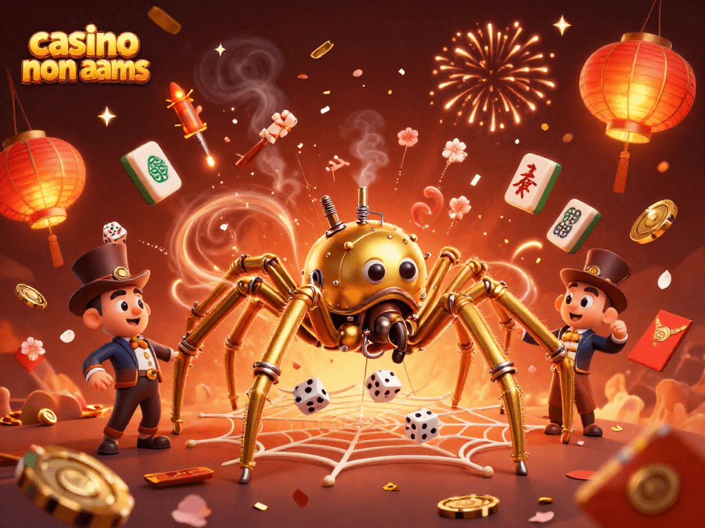 Giocare nei casino non AAMS: la fortuna incontra un ragno dorato tra luci e festoni.