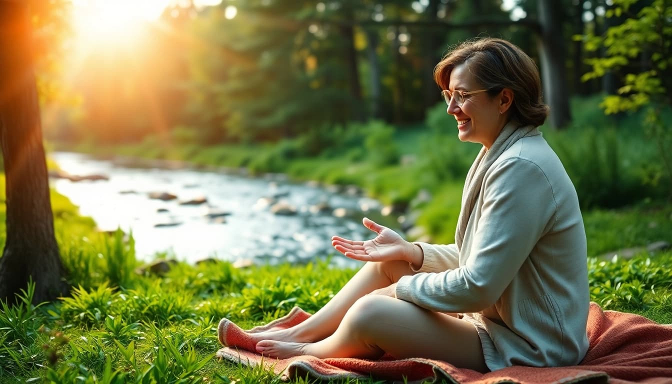 Life Coaching session in nature, highlighting a warm interaction between coach and client.