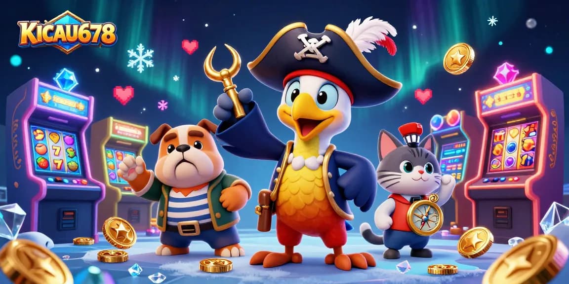 KICAU678 immerses players in a lively pirate-themed casino adventure featuring vibrant slot reels.