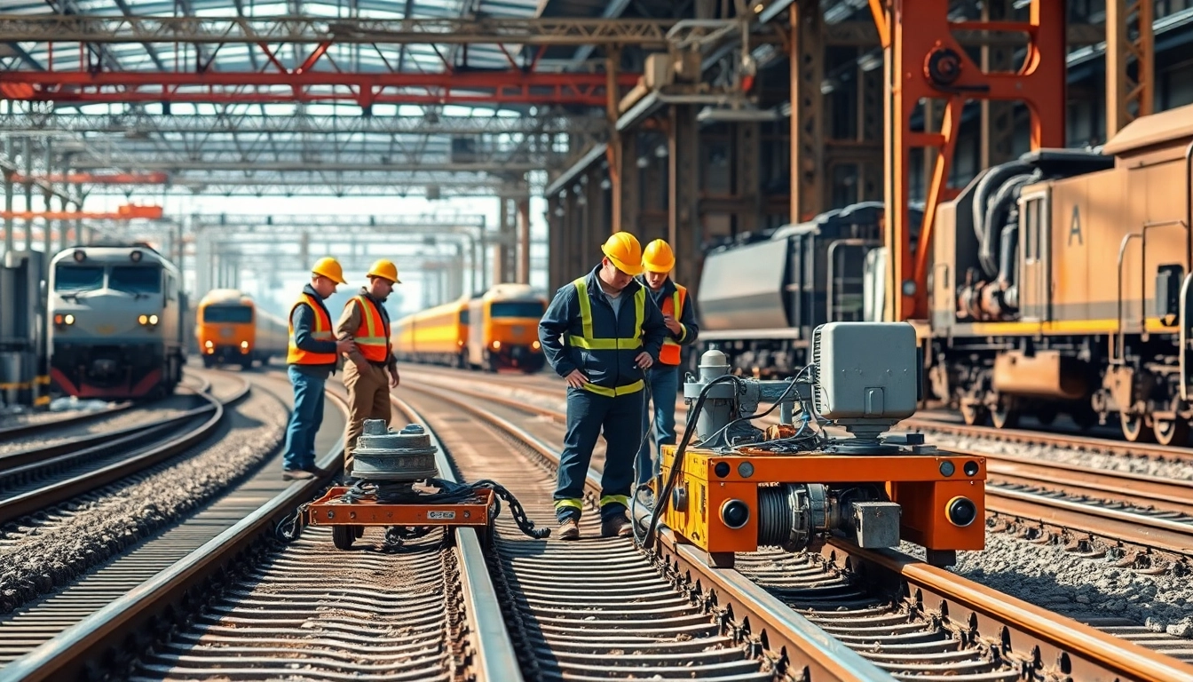 Emergency Railroad Repair Services team conducting repairs in a busy industrial setting.