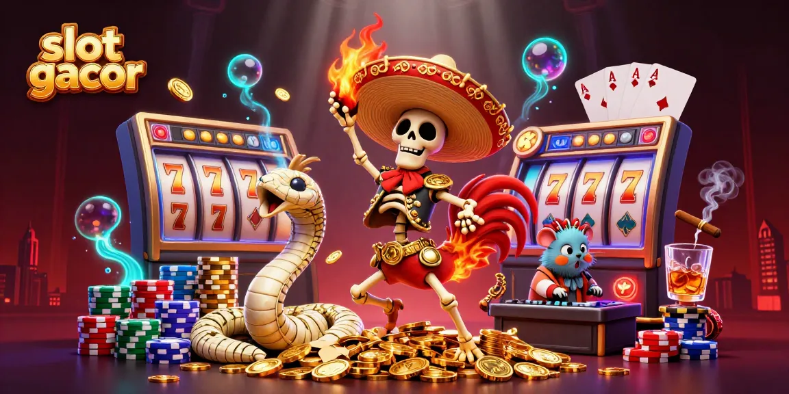 Slot gacor dengan tema kemenangan, tampilkan karakter 3D dalam suasana kasino yang menarik.