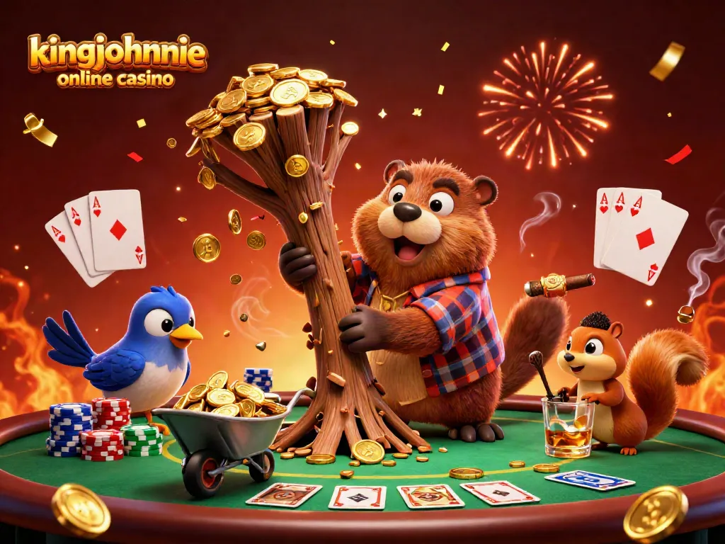 Experience the excitement of kingjohnnie online casino with a lively scene of characters celebrating wins with gold coins.